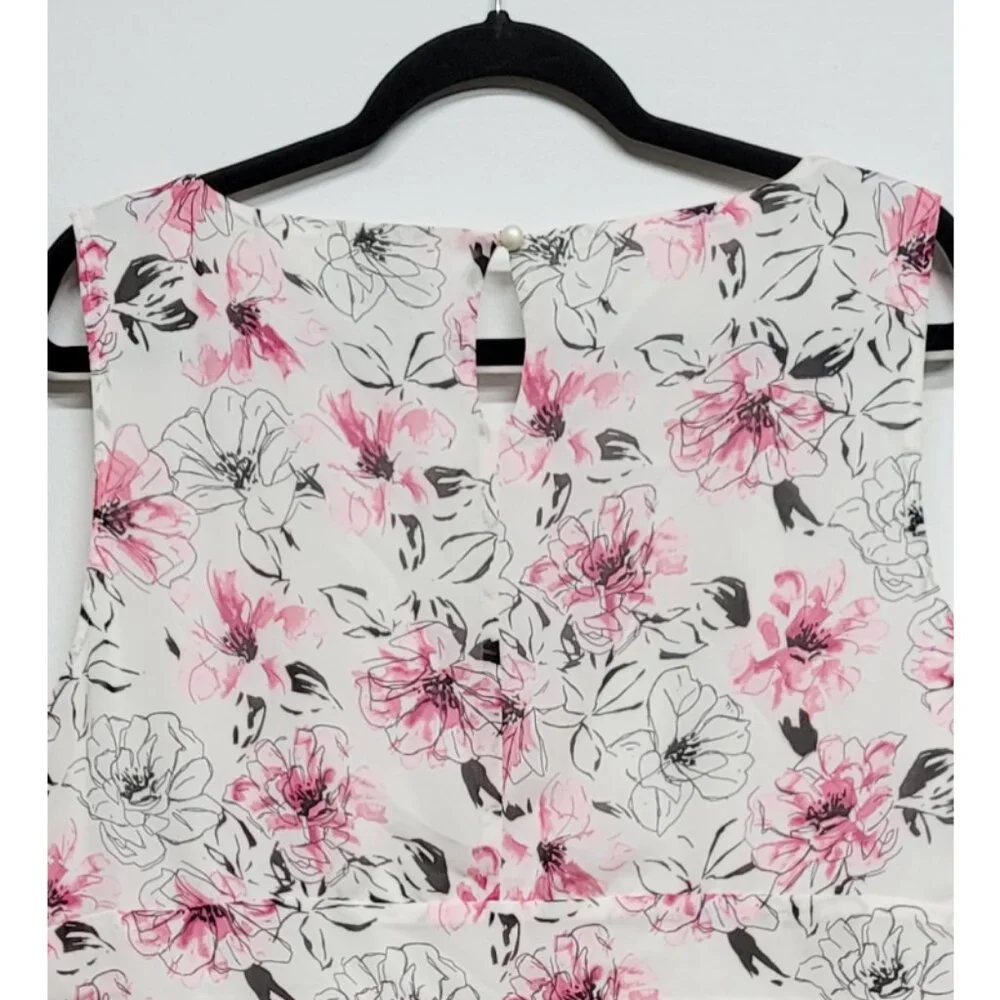 Torrid White Floral Chiffon Square Neck Skater Dress 20 - Picture 7 of 10